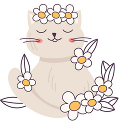 Cat With Flowers