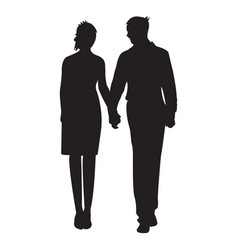 Couple Standing Holding Hands Silhouette