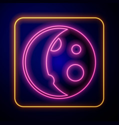 Glowing Neon Moon Phases Icon Isolated On Black