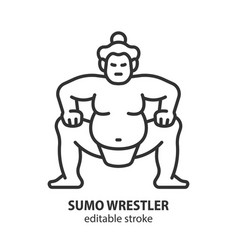 Sumo Wrestler Line Icon Fighter Sign