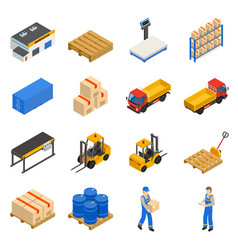 Warehouse Isometric Decorative Icons Set