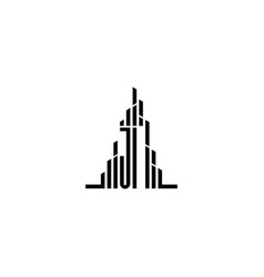 Ji Skyscraper Line Logo Initial Concept With High