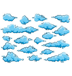 Painted Cartoon Clouds On Blue Background Simple