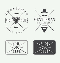 Set Of Vintage Billiard Labels Emblems And Logos