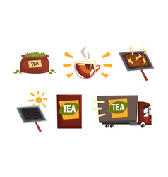 Tea Industry Production With Tea Truck And