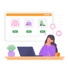 Woman At Web Shopping Concept