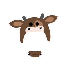 Brown Cow Hat With Muzzle And Scarf