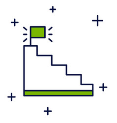 Filled Outline Stair With Finish Flag Icon