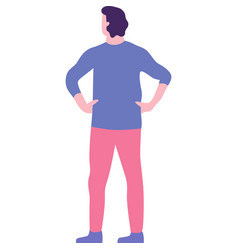 Man Standing Back Side Icon On White