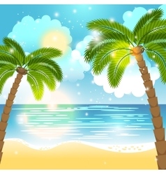 Caribbean sea view with palm trees Royalty Free Vector Image