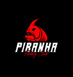 Piranha Skeleton Fish Fishing Logo On Black Dark