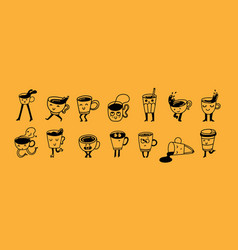 Set Of Retro Doodle Funny Characters Posters