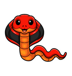 Cute Red Spitting Cobra Cartoon