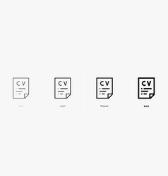 Cv Icon Thin Light Regular And Bold Style Design