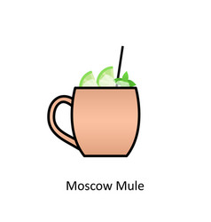 Moscow Mule Cocktail Icon In Flat Style