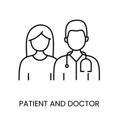 Patient And Doctor Line Icon For Diabetes