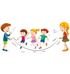 Kids Skipping Rope In Team