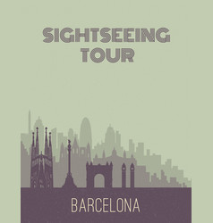 Placard With Famous Barcelona City Scape