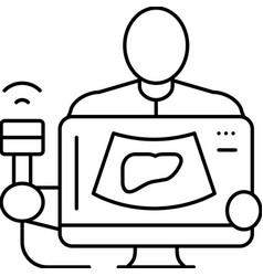 Ultrasound Liver Health Check Line Icon