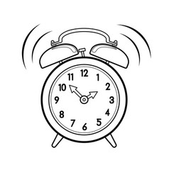 Simple Cartoon Alarm Clock Line Drawing