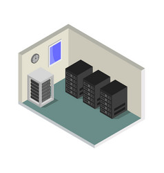 Isometric Server Room In On A White Background