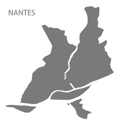 Nantes City Map Grey Silhouette Shape