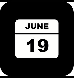 June 19th Date On A Single Day Calendar