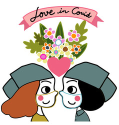 Love In Covid-19 Valentine Wedding Cartoon