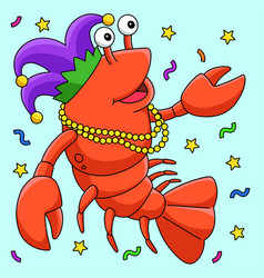 Mardi Gras Jester Crawfish Colored Cartoon