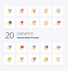 20 Human Brain Process Flat Color Icon Pack Like