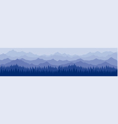 Panoramic Mountain Landscape In Blue Shades