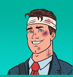 Pop Art Beaten Positive Businessman Man Injured