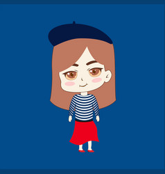 Cute French Woman Character Dressed In Parisian