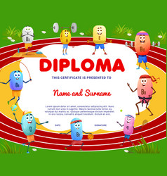 Kids Diploma Cartoon Vitamins On Sport Arena