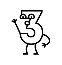 Three Number Character Line Icon