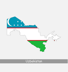 Uzbekistan Map Flag