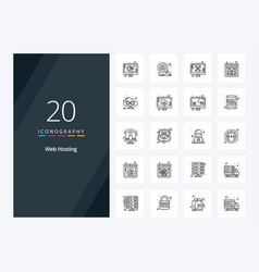 20 Web Hosting Outline Icon For Presentation