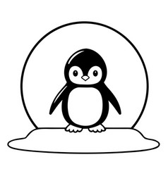 Cute Penguin In A Snow Globe Flat Style