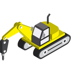 Drill Car In 3d Isometric Style