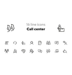 Call Center Line Icon Set