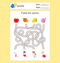 Feed The Fruit For Worms Maze Game Exercises Sheet