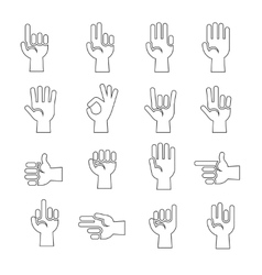 Hands Gestures Icons Set In Black And White Vector Image