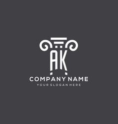 Monogram Ak Logo For Law Firm With Pillar Icon