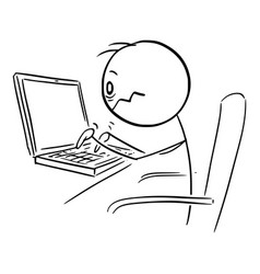 Stressed Person Working On Computer Cartoon Stick