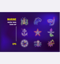 Marine Neon Signs Set