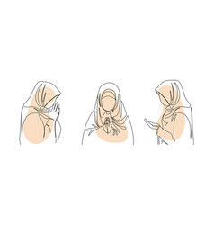 Muslim Arab Woman Praying A Girl In Scarf