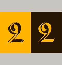 Number 2 Two Sign Logo In Gothic Style