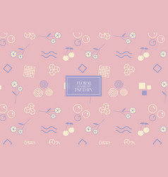 Floral With Geometric Shapes Pink Pastel Pattern