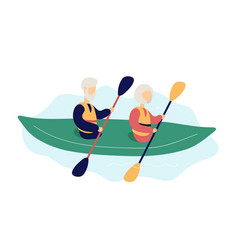 Couple Modern Elderly People Kayaking