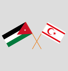 Crossed Flags Of Jordan And Northern Cyprus